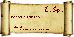 Bacsa Szabina névjegykártya
